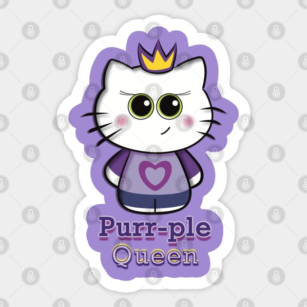 Purr-ple - Cute Queen Cat Sticker by Creasorz